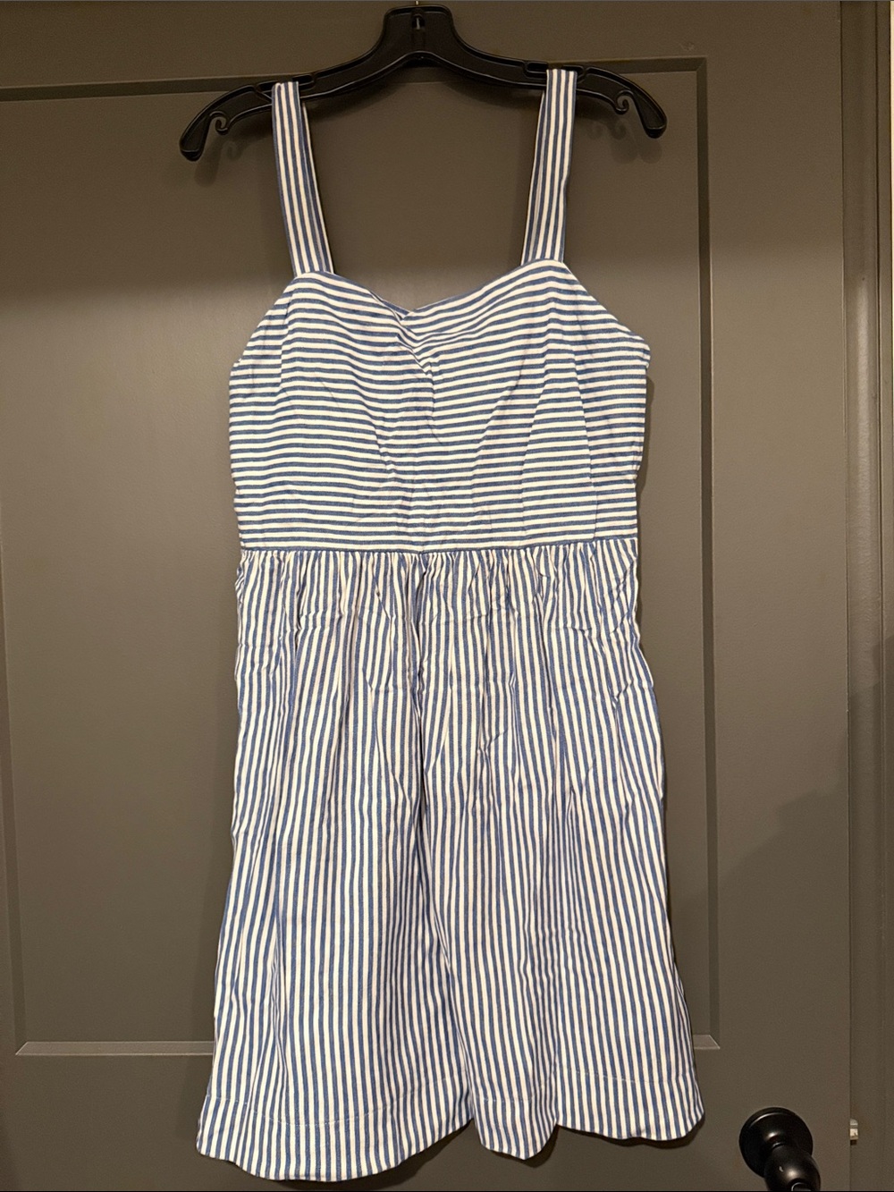 LOFT Blue and White Striped Mini Sundress